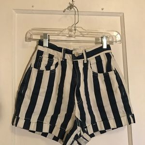 american apparel high waist denim cuff shorts